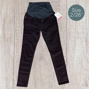 Burgundy Maternity Crossover Panel Skinny Corduroy Jeans by Ingrid & Isabel